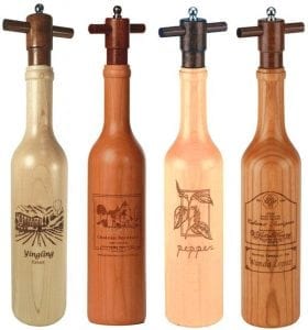 Buy a customized Wine Bottle shaped Peppermill, a great gift from NapaView.com